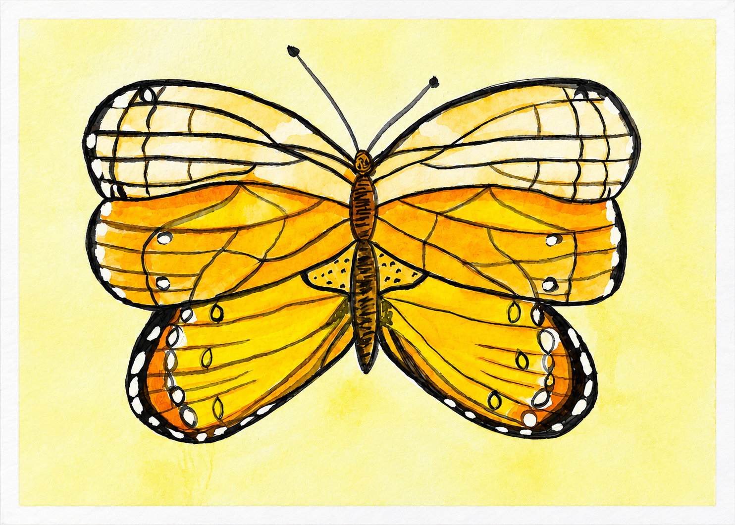 Golden Wings watercolor card
